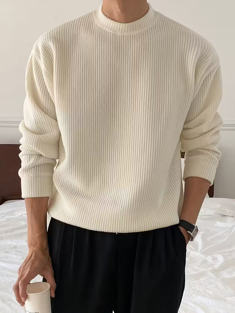 Pull en grosse maille côtelée col montant coupe oversize homme – Giverny