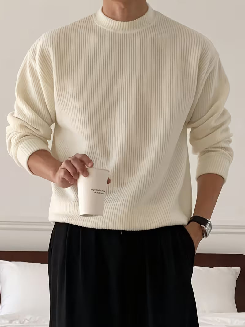 Pull en grosse maille côtelée col montant coupe oversize homme – Giverny
