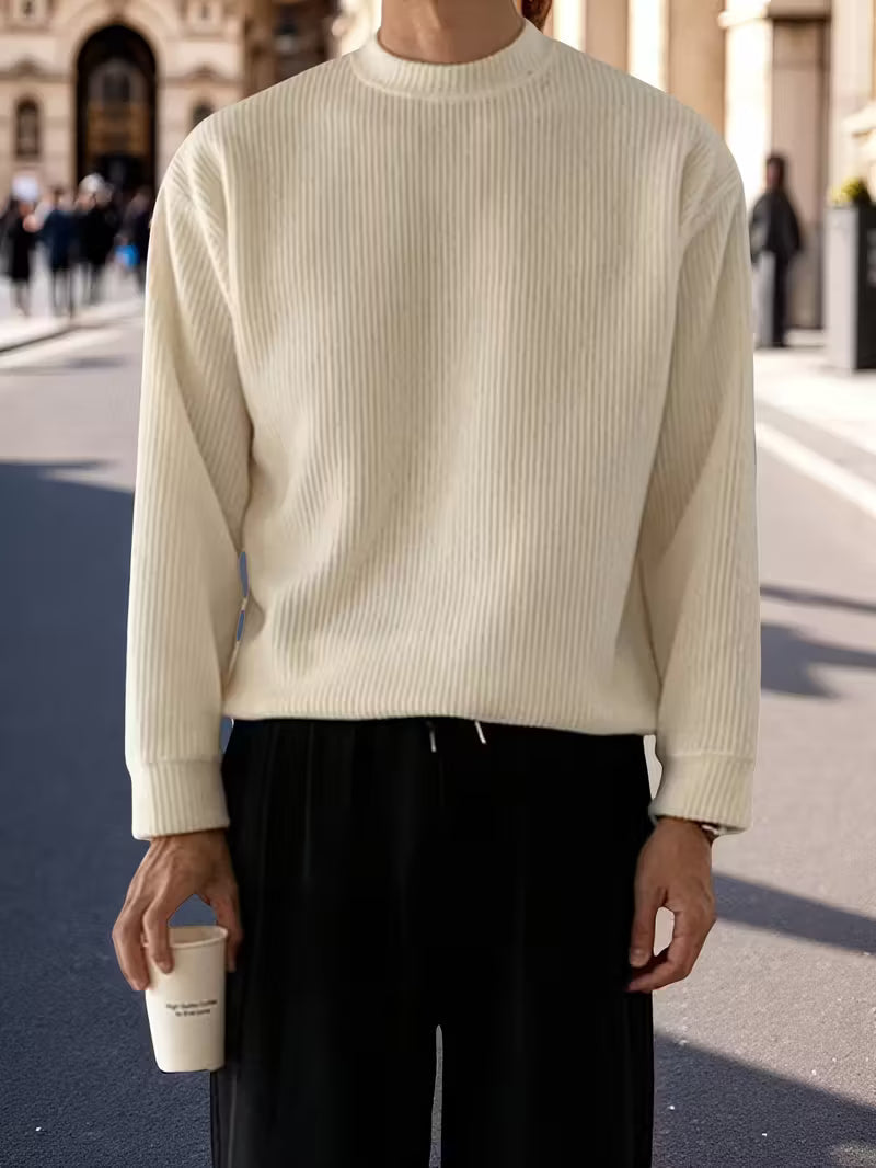 Pull en grosse maille côtelée col montant coupe oversize homme – Giverny