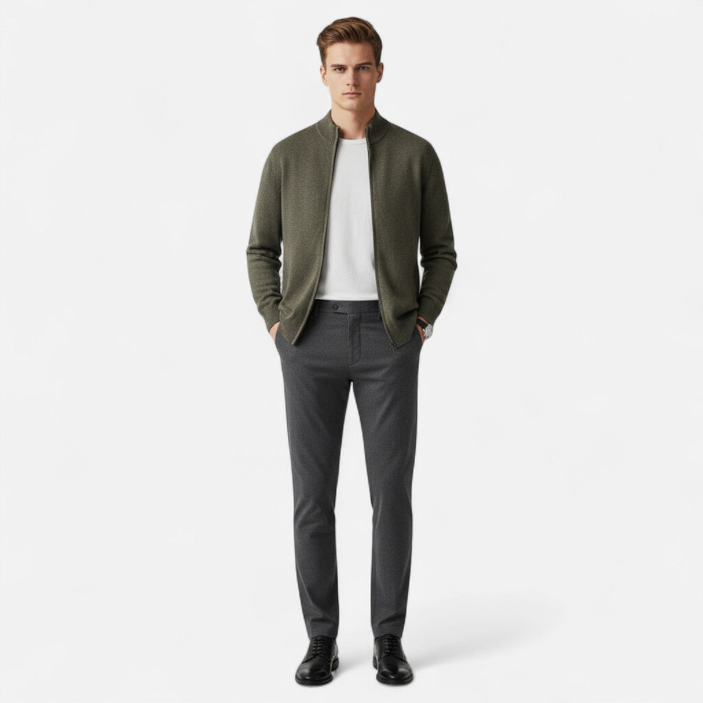 Cardigan zippé en laine mérinos au chic discret homme – Beaumes