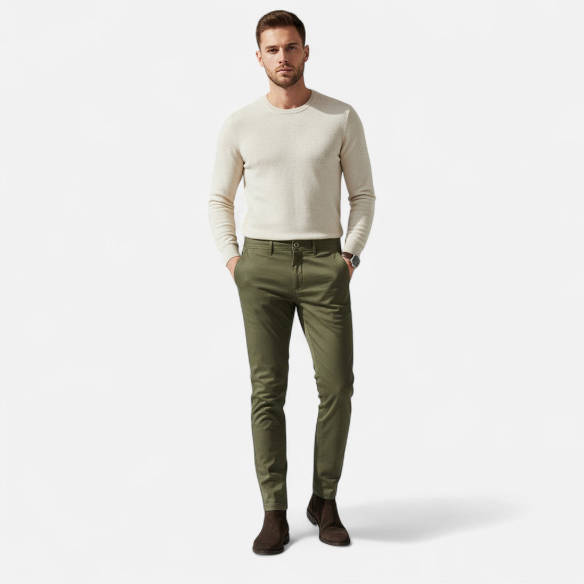 Pantalon chino smart casual coupe droite élégance discrète homme – Montignac