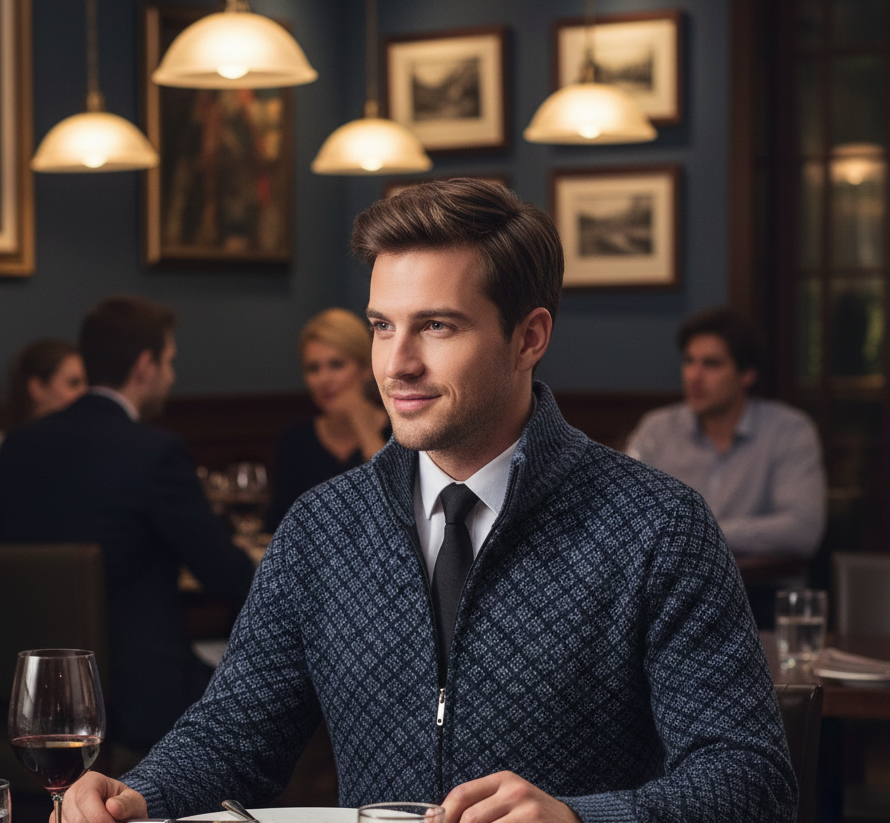 Gilet zippé en maille gaufrée col montant