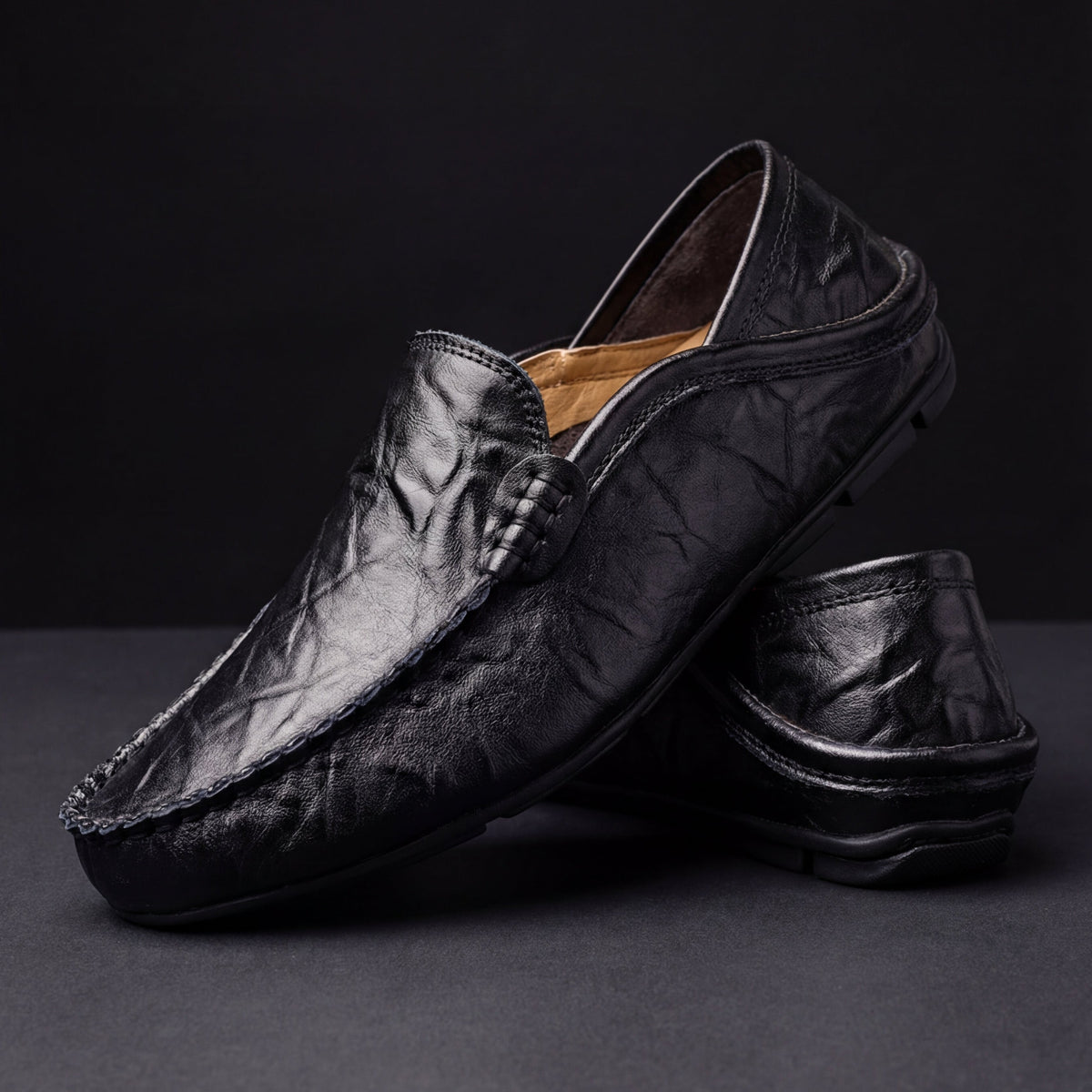 Mocassins effet cuir lisse à enfiler