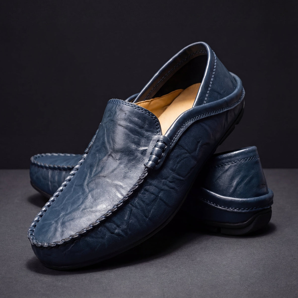 Mocassins effet cuir lisse à enfiler