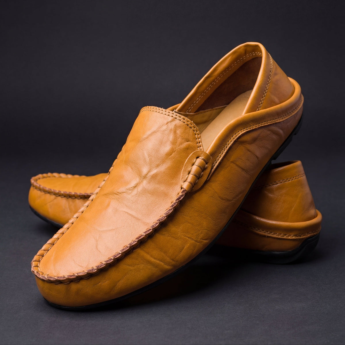 Mocassins effet cuir lisse à enfiler