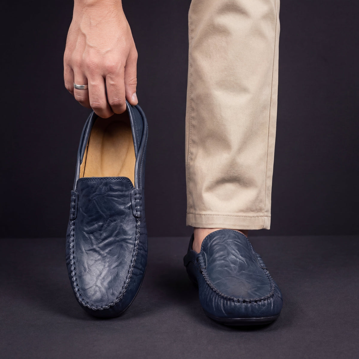 Mocassins effet cuir à enfiler