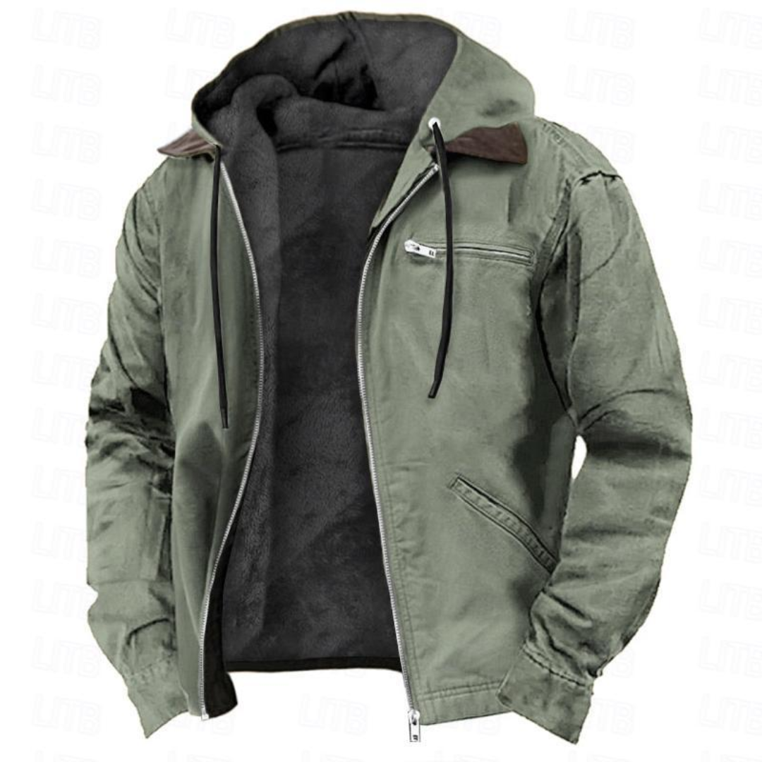 Veste d'hiver à capuche amovible doublée zippée homme – Pernand