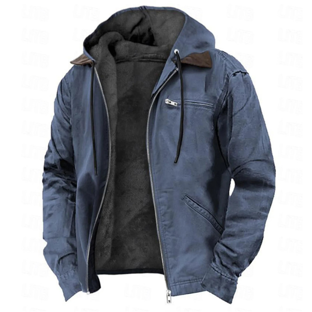 Veste d'hiver à capuche amovible doublée zippée homme – Pernand
