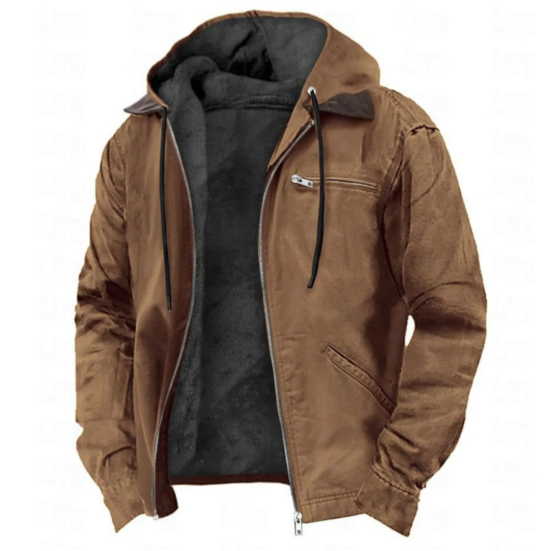 Veste d'hiver à capuche amovible doublée zippée homme – Pernand