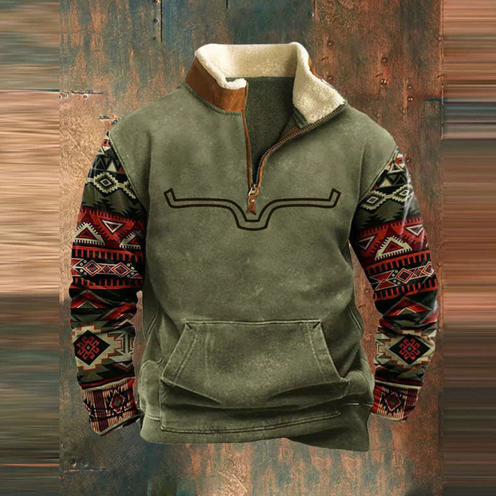 Pull demi-zip col peluche poche kangourou