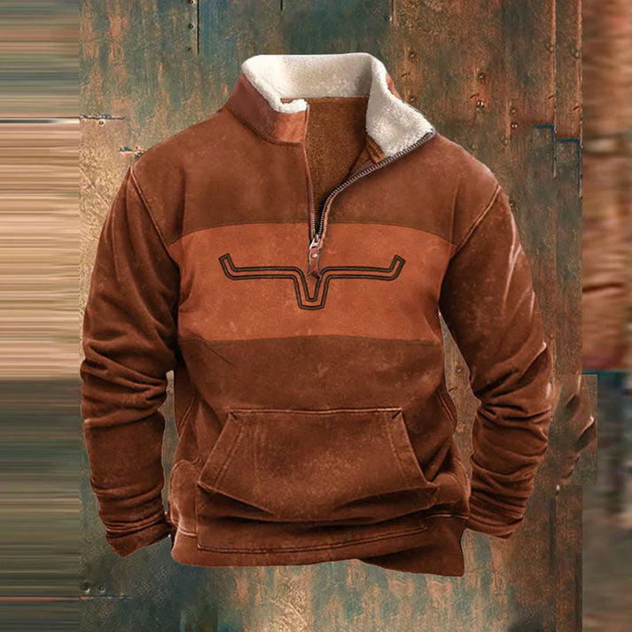 Pull demi-zip col peluche poche kangourou