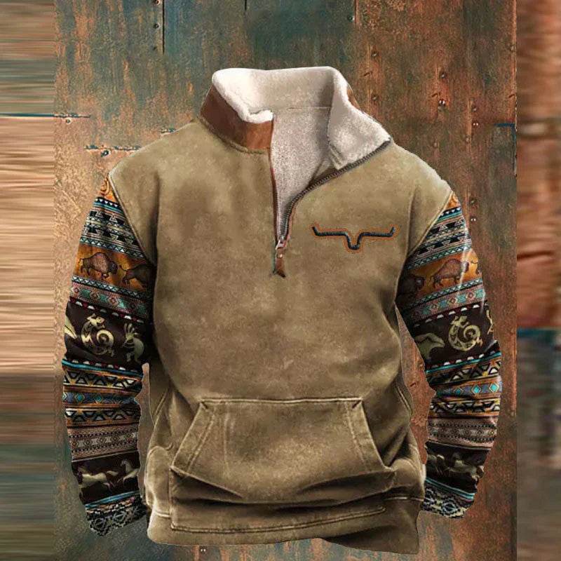 Pull demi-zip col peluche poche kangourou