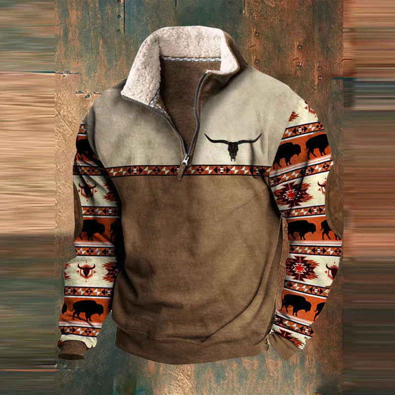 Pull demi-zip col peluche poche kangourou