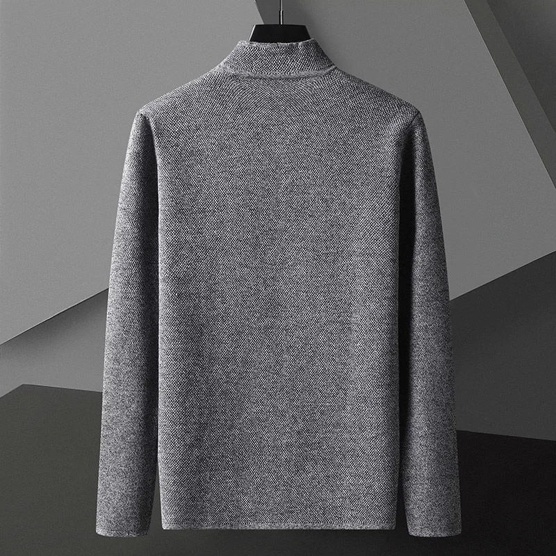 Dos du gilet col montant gris en maille texturée homme
