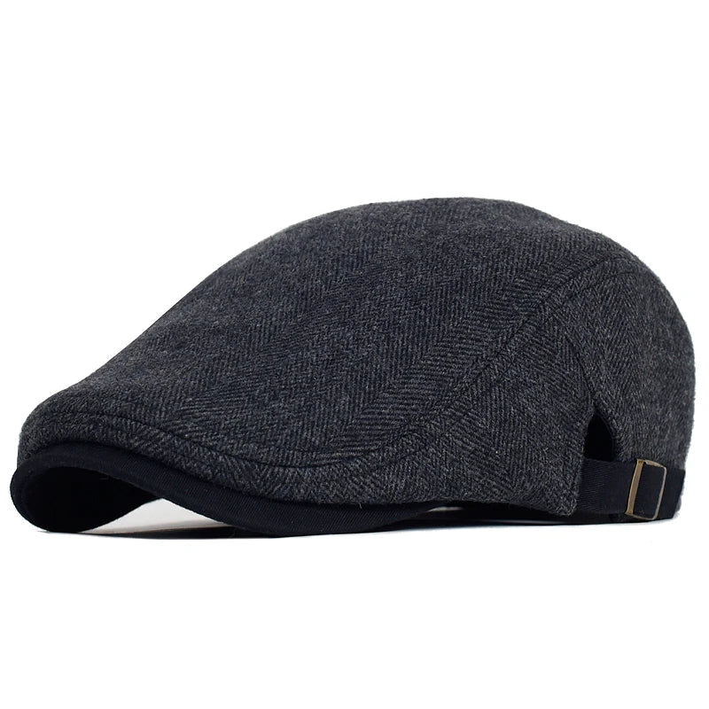 Casquette plate à motif chevron grise