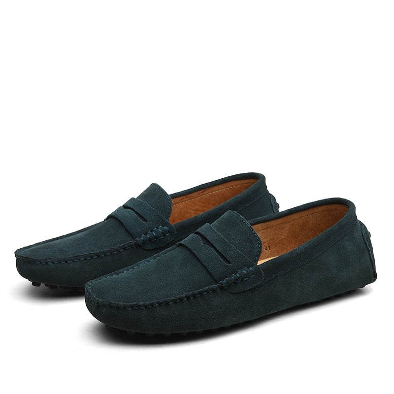 Mocassins italiens en suède au style intemporel homme – Vert