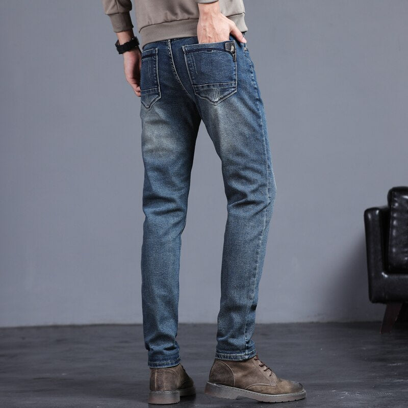 Jean droit en denim bleu