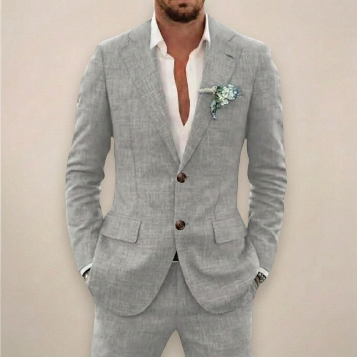 Costume d'été deux pièces veste droite au chic discret homme – Châteauneuf