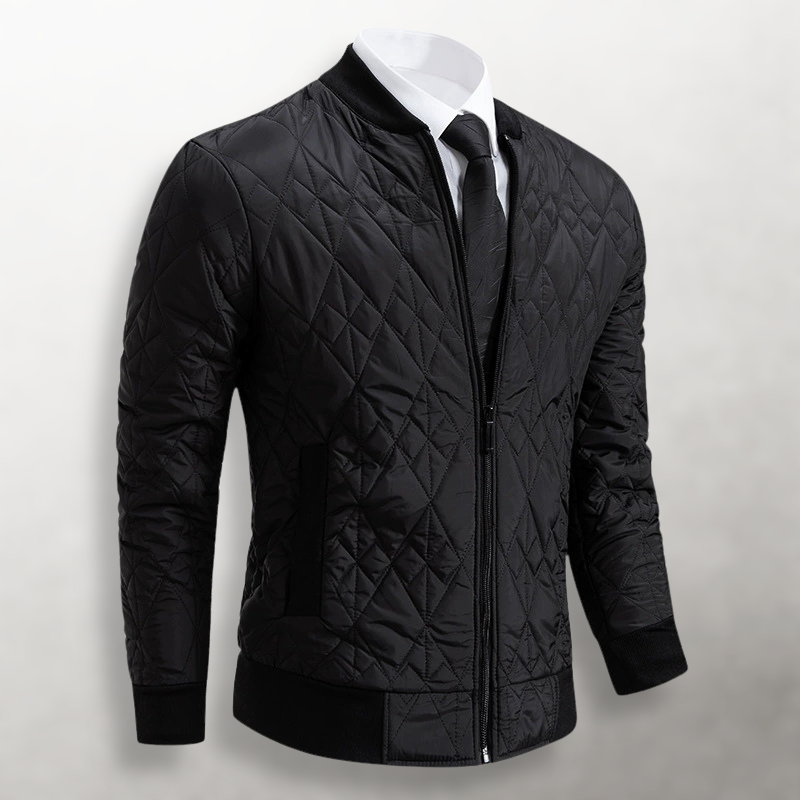 Cardigan zippé matelassé à motif losanges