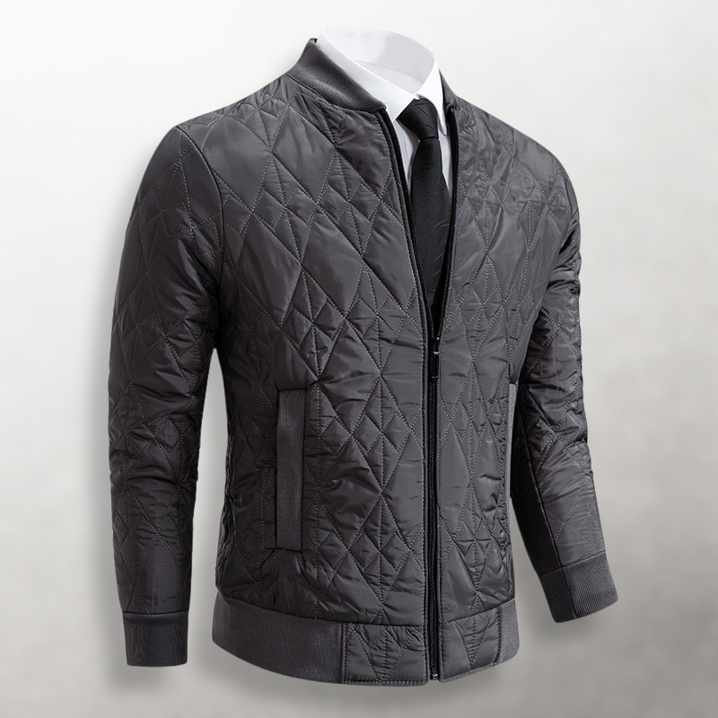 Cardigan zippé matelassé à motif losanges