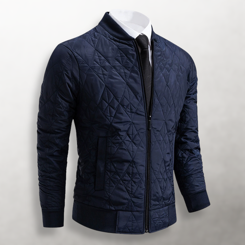 Cardigan zippé matelassé à motif losanges