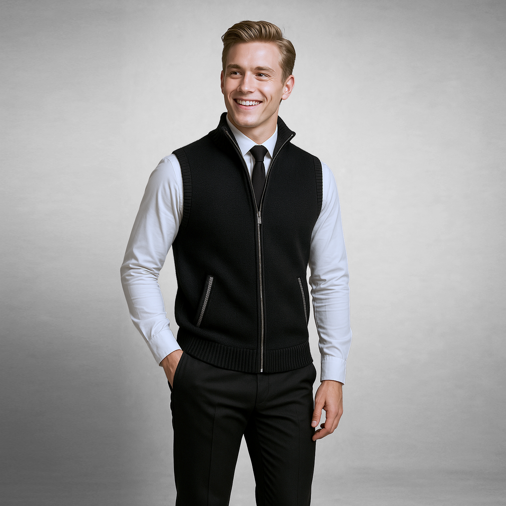 Gilet sans manches zippé en maille