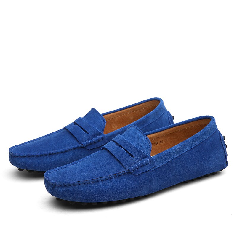 Mocassins italiens en suède au style intemporel homme – Bleu