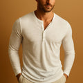 Chemise Henley manches longues coupe slim boutonnage structuré homme – Ploumanac'h