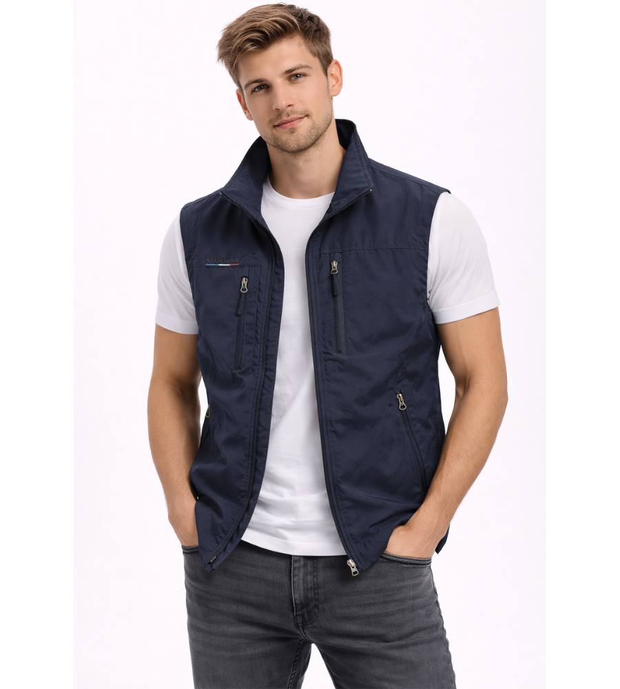 Gilet sans manches col montant zippé outdoor allure sobre homme – Limeray