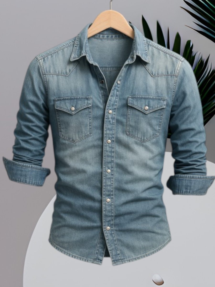 Chemise en denim manches longues coupe décontractée homme – Valbonne