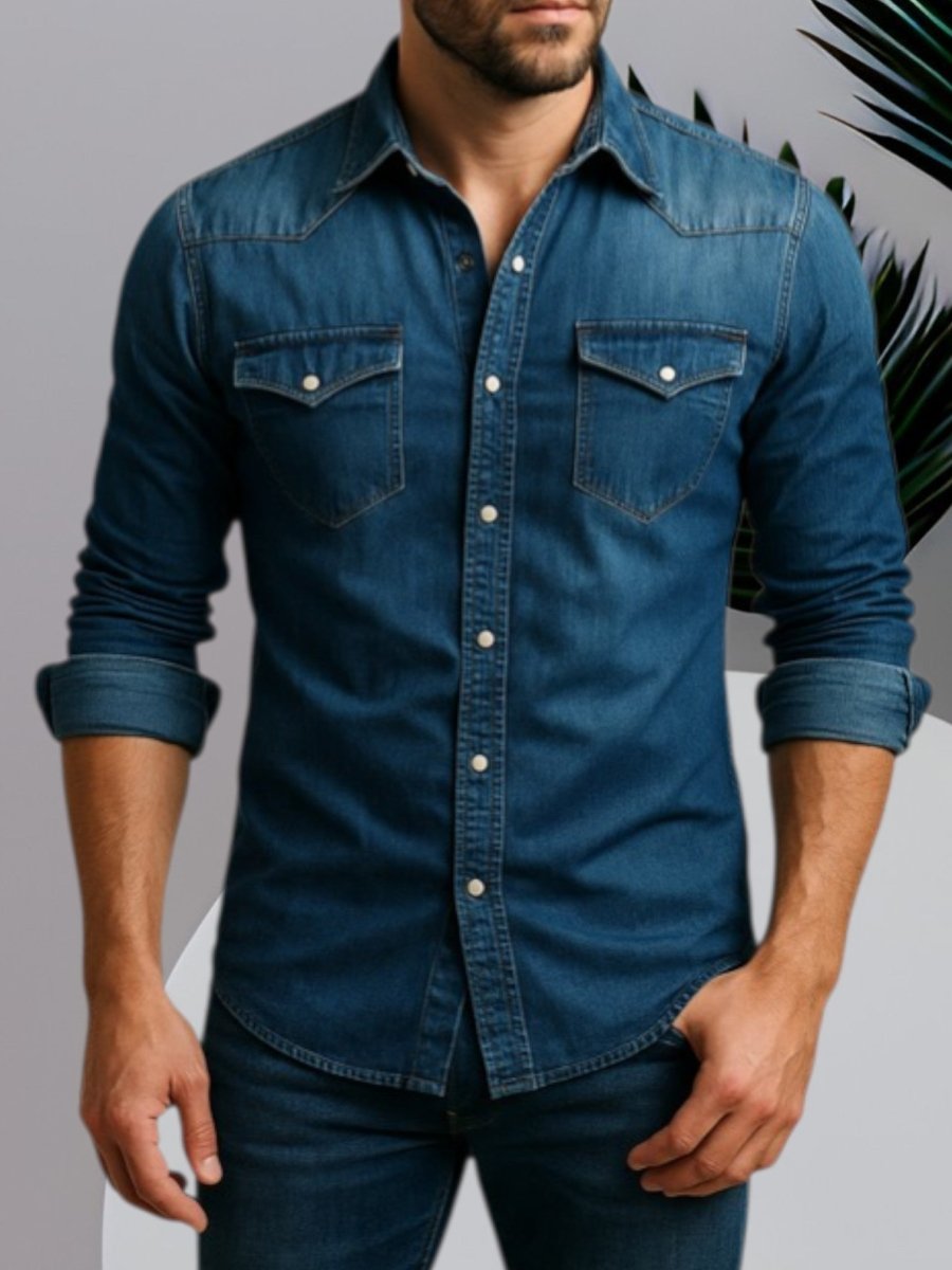 Chemise en denim manches longues coupe décontractée homme – Valbonne