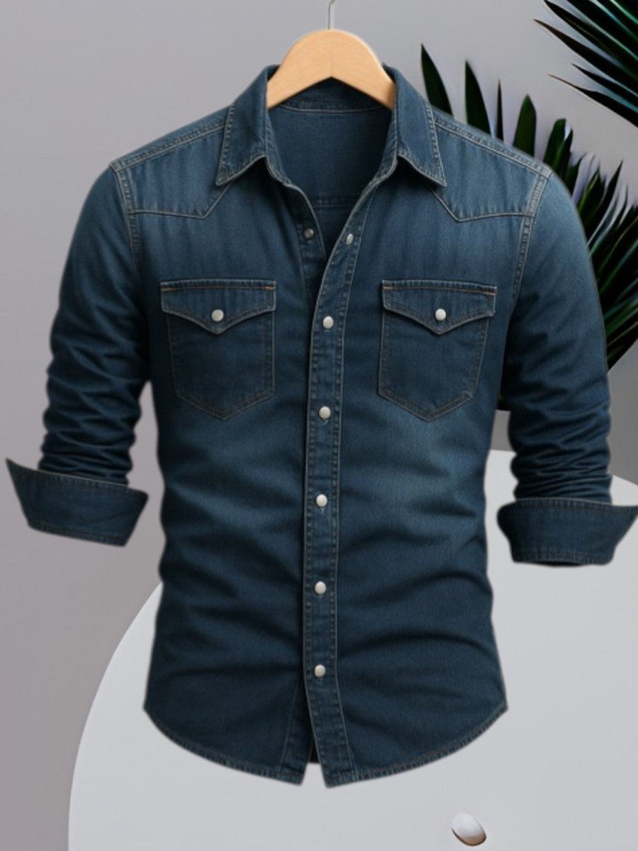 Chemise en denim manches longues coupe décontractée homme – Valbonne