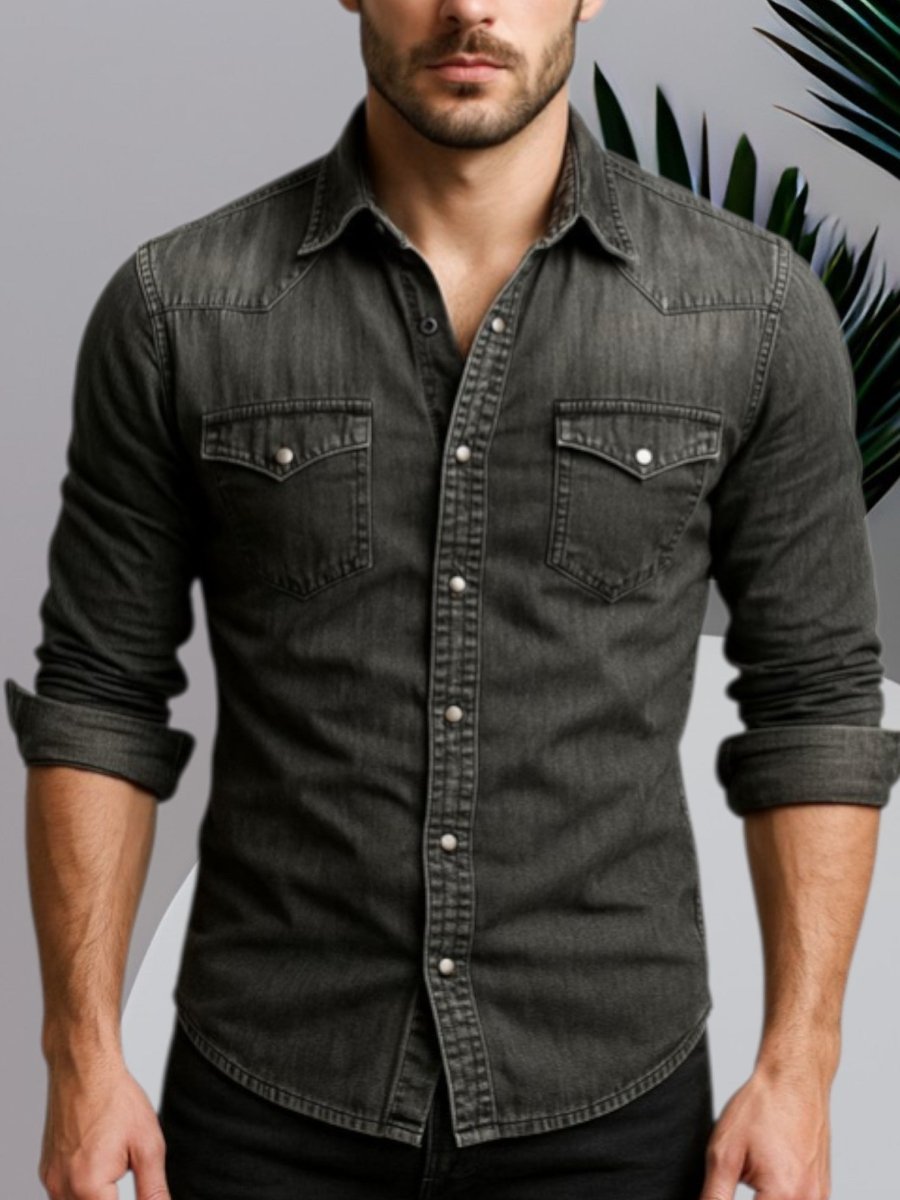 Chemise en denim manches longues coupe décontractée homme – Valbonne