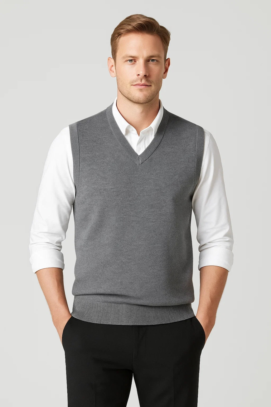 Gilet sans manches en maille col V