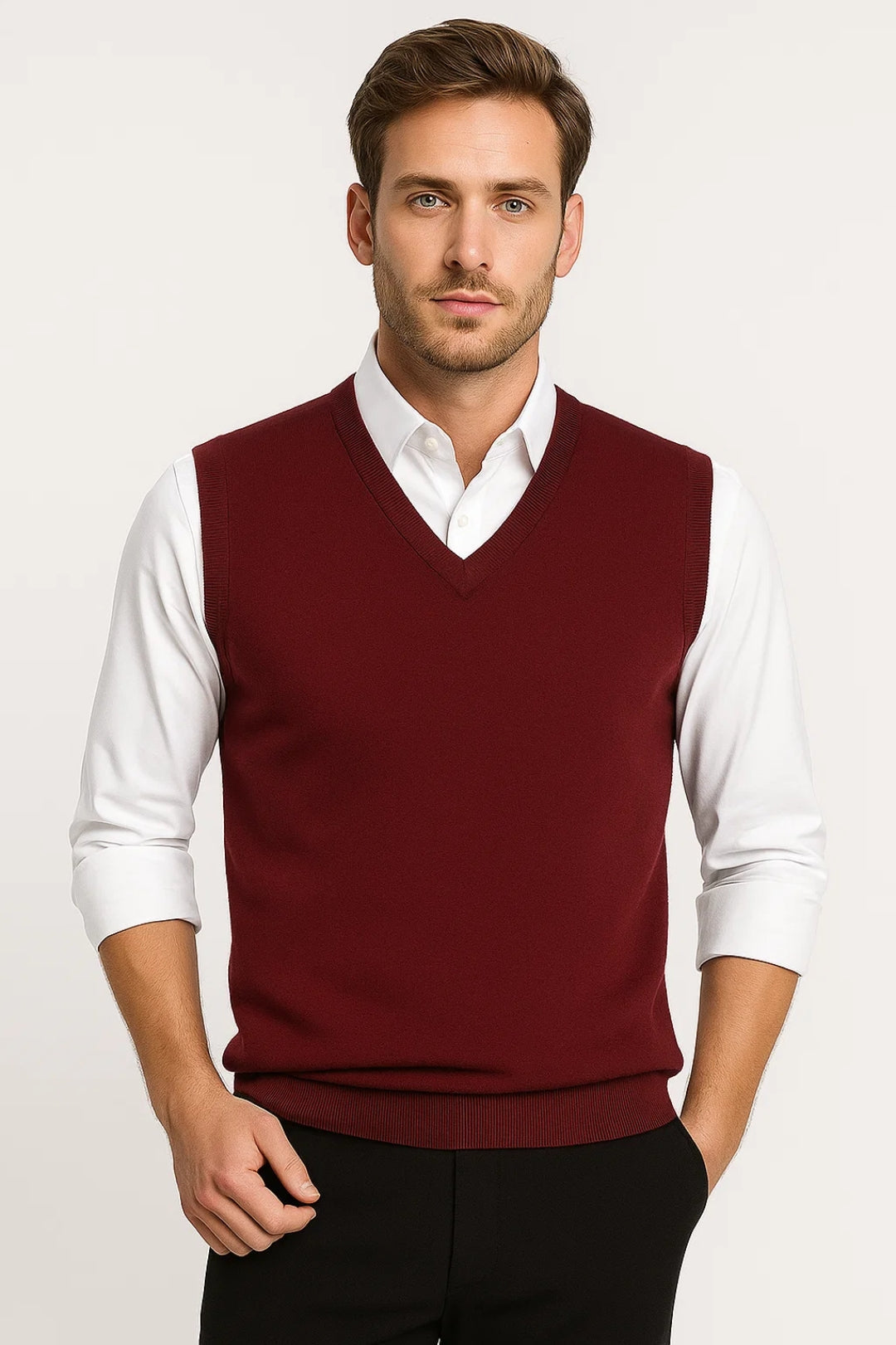 Gilet sans manches en maille col V