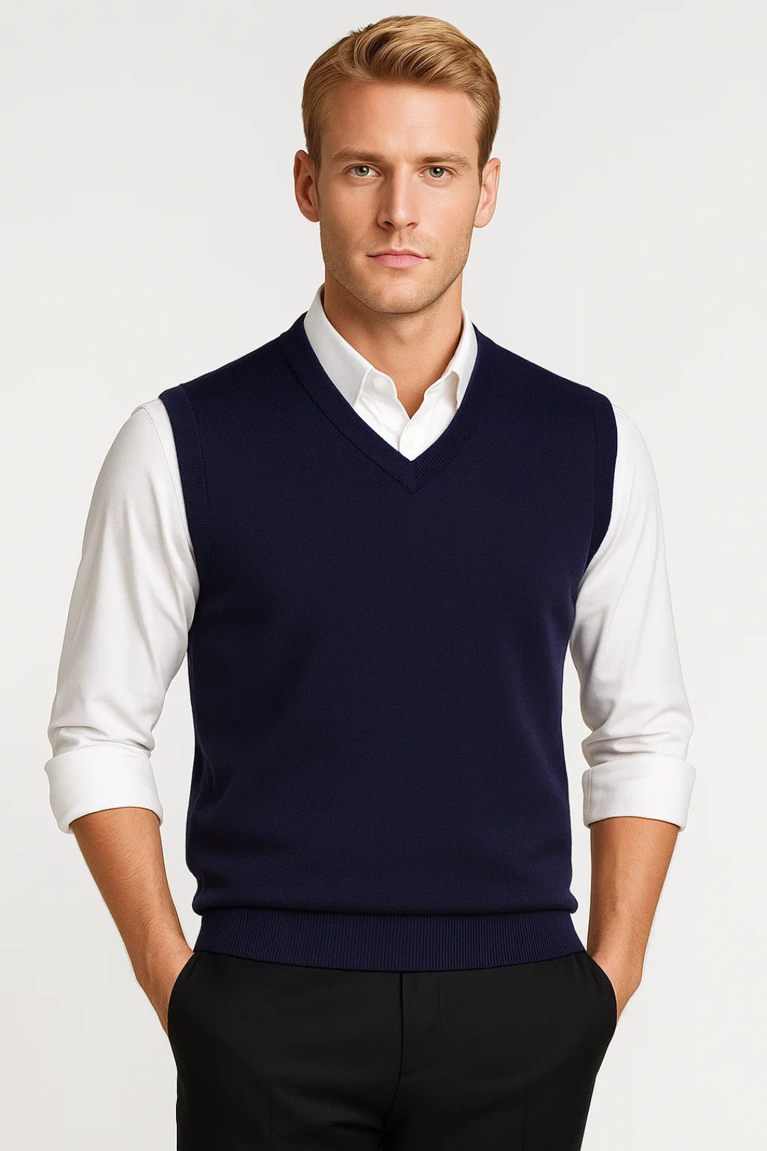 Gilet sans manches en maille col V