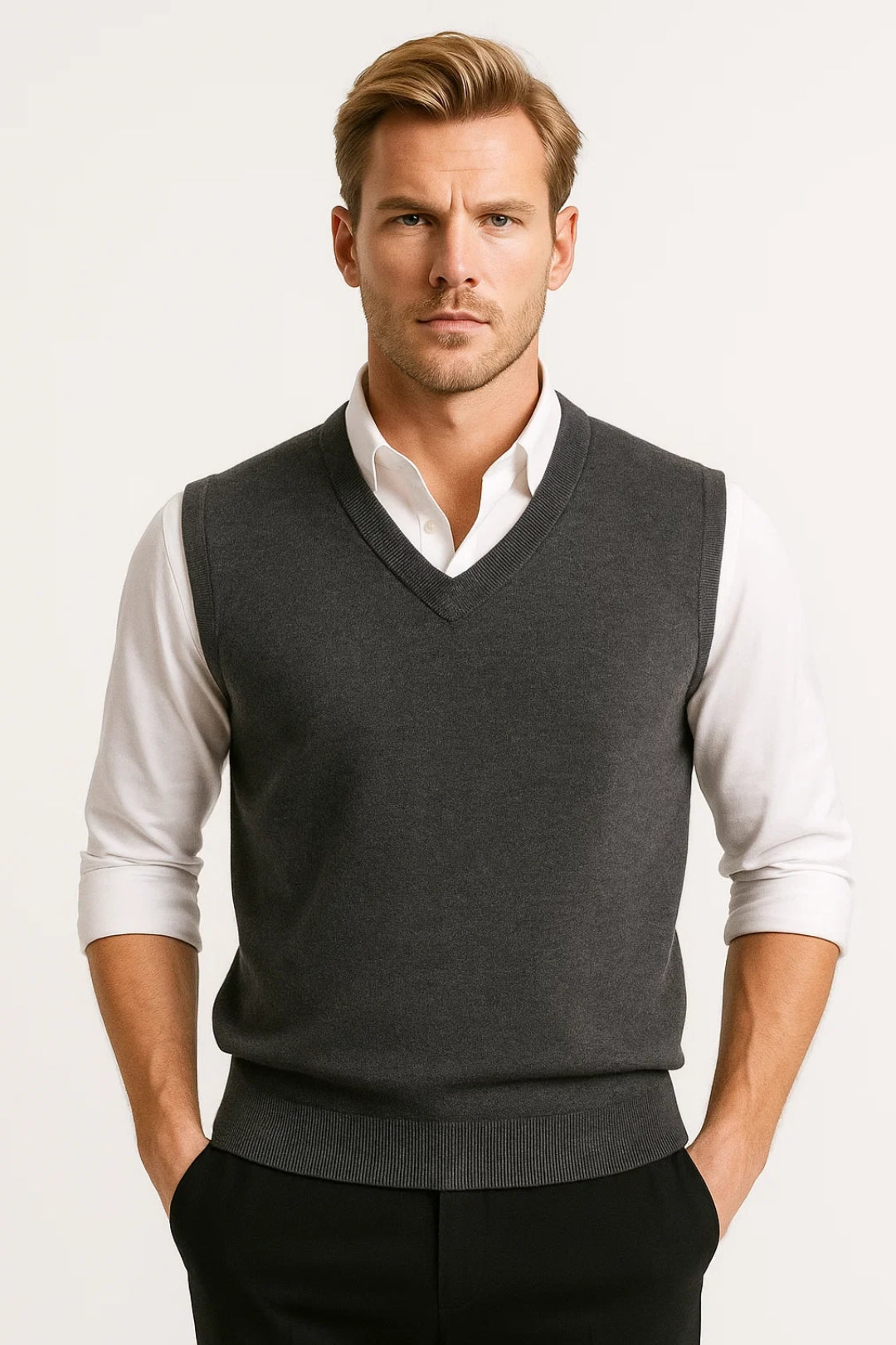 Gilet sans manches en maille col V