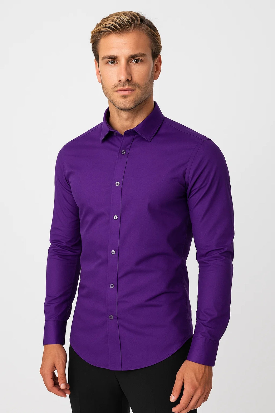 Chemise cintrée unie col classique