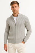Cardigan classique en tricot côtelé à la finition soignée homme – Beaulieu