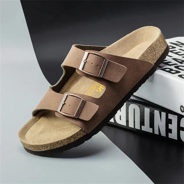 Sandales à double boucle semelle liège à la finition soignée homme – Agay