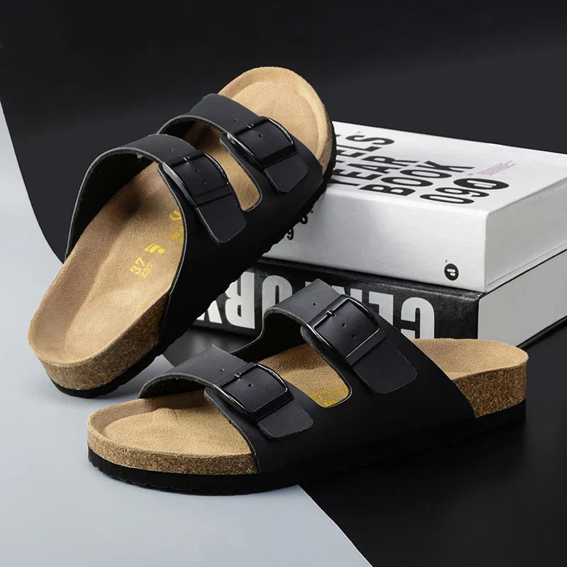 Sandales à double boucle semelle liège à la finition soignée homme – Agay