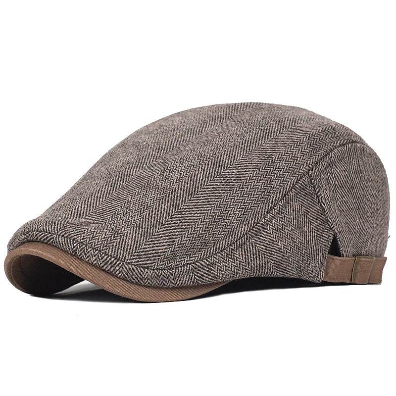 Casquette plate à motif chevron grise