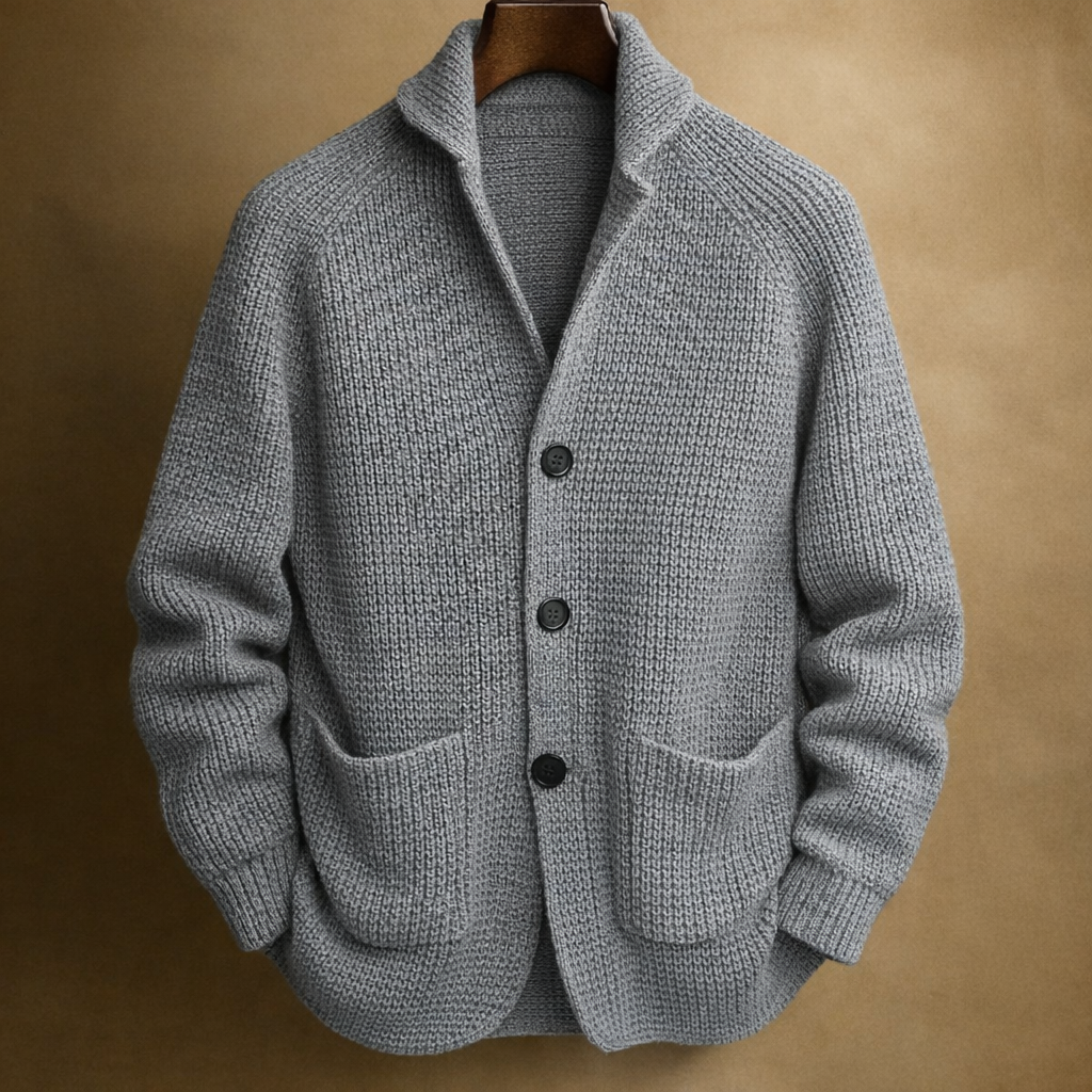 Gilet col châle maille côtelée