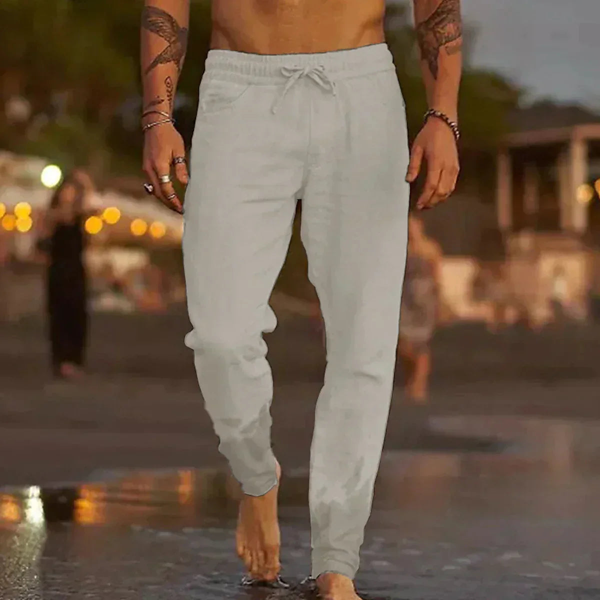 Pantalon de plage en lin respirant coupe décontractée côtière homme – Sainte-Adresse