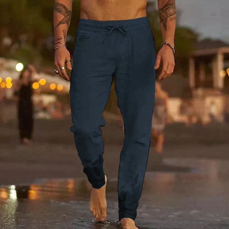 Pantalon de plage en lin respirant coupe décontractée côtière homme – Sainte-Adresse
