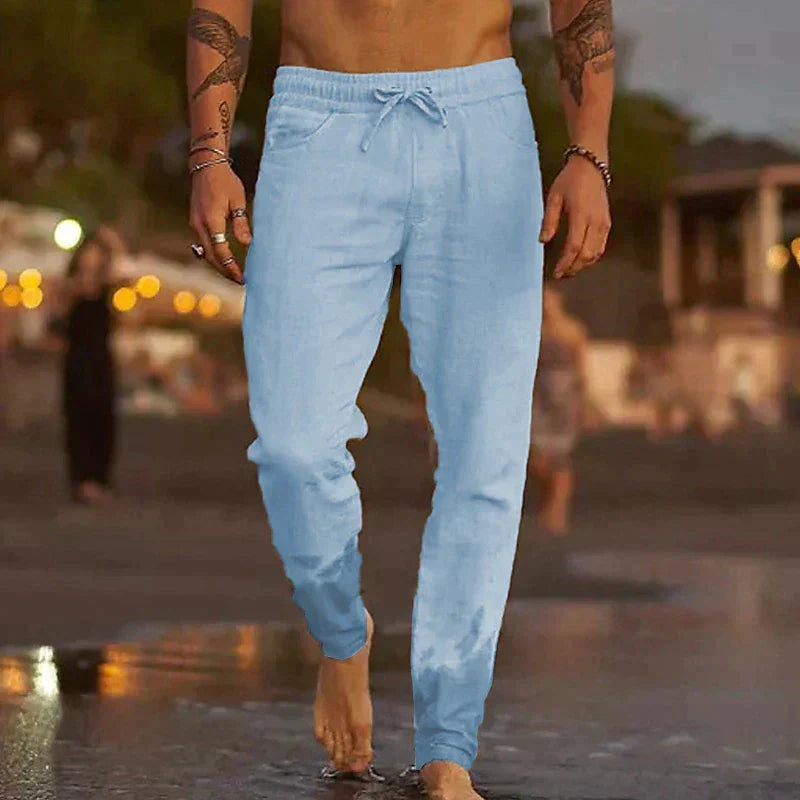 Pantalon de plage en lin respirant coupe décontractée côtière homme – Sainte-Adresse