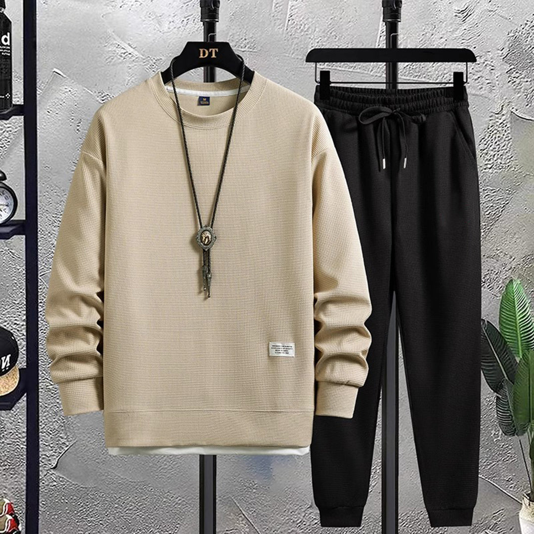 Survêtement léger décontracté au style intemporel homme – Beige-Noir