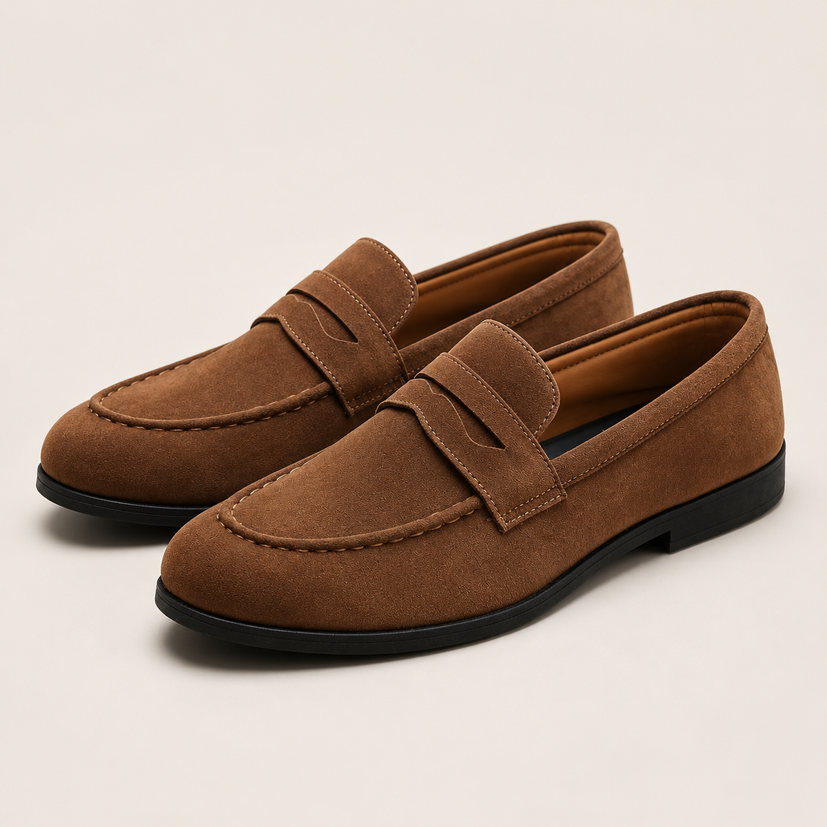 Mocassins aspect daim à bout arrondi