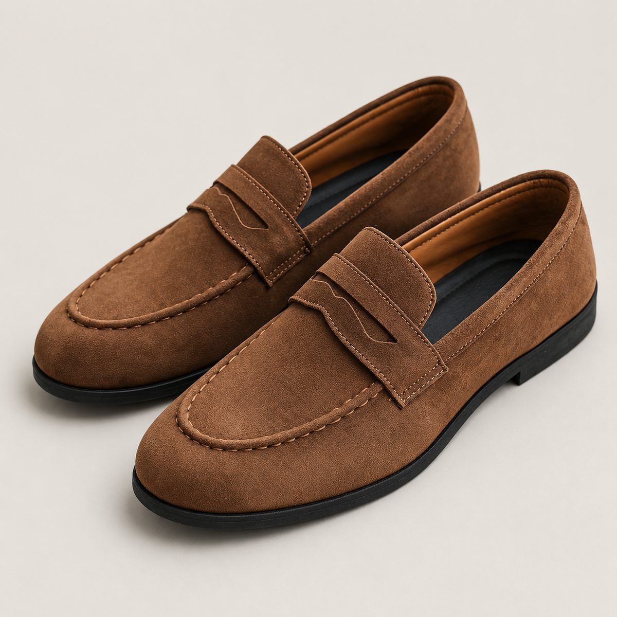 Mocassins aspect daim à bout arrondi