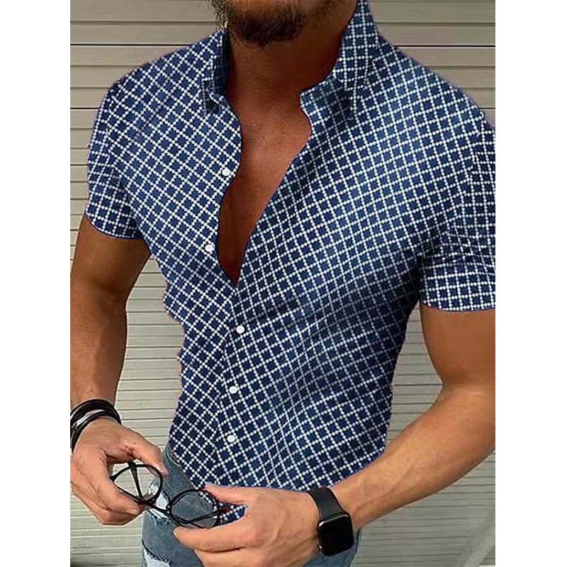 Chemise à manches courtes imprimée coupe slim col structuré homme – Anglet
